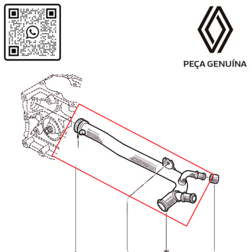 RN 869985-I TUBO DE AGUA DO BLOCO DO MOTOR 1.6 8V K7M CL2LOGSANKANSYM 7700869985